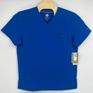 NWT Healing Hands Men's Ari V-Neck Scrub Top Royal Blue Quest Collection HH758 M